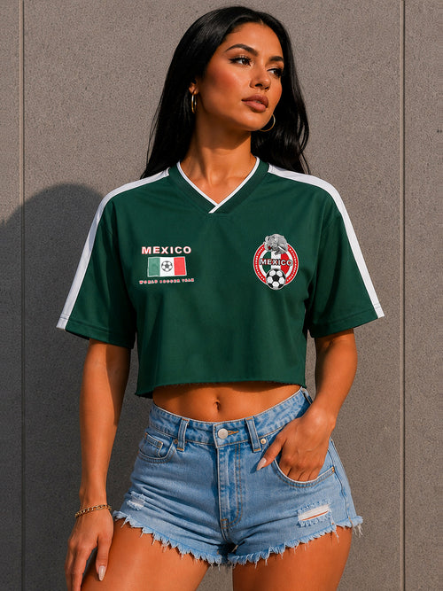 Womens Cropped Mexico Soccer Jersey